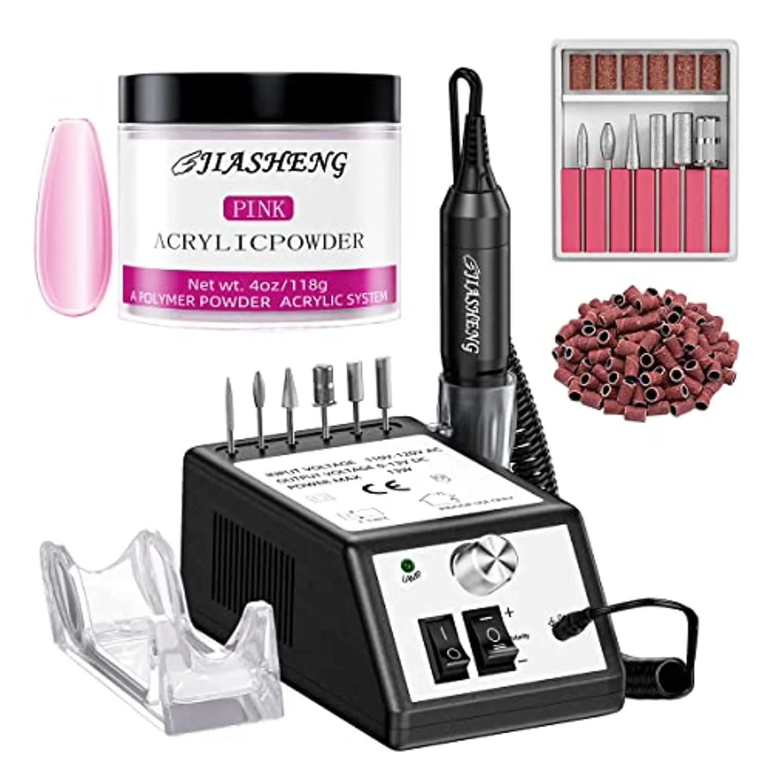 Professional Nail Drill, 20000rpm Electric Nail Drill Machine, Electronic Nail File Drills,Professional Acrylic Nail Extension System Pink Acrylic Nail Powder, Acrylic Nail kit, Pink 4 Oz