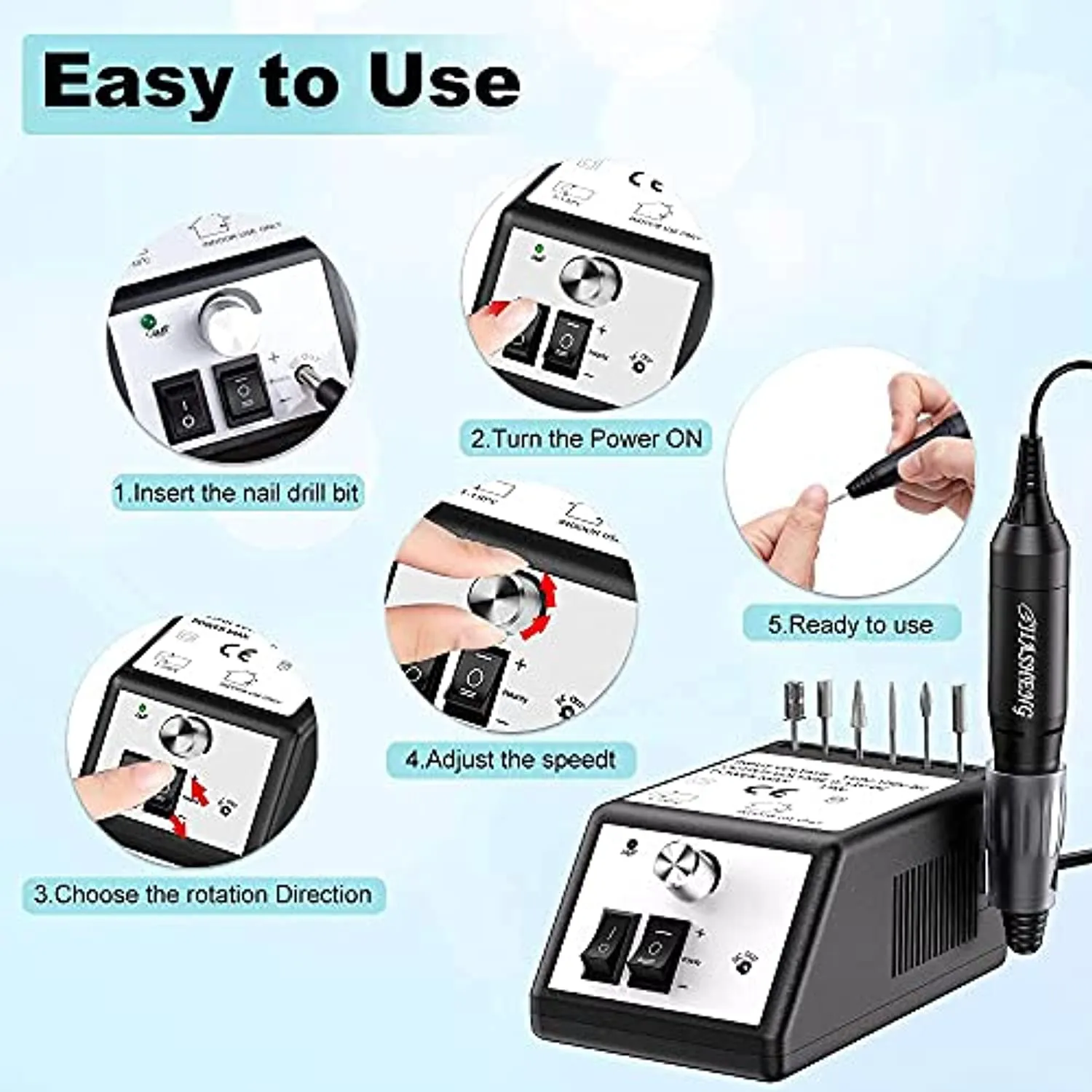 Professional Nail Drill, 20000rpm Electric Nail Drill Machine, Electronic Nail File Drills,Professional Acrylic Nail Extension System Pink Acrylic Nail Powder, Acrylic Nail kit, Pink 4 Oz