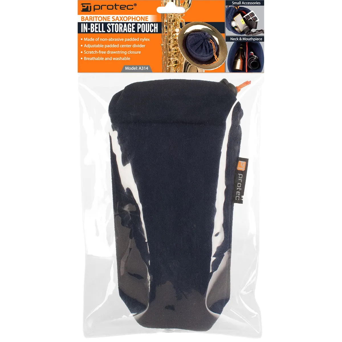 Protec Baritone Saxophone In-Bell Neck & Mouthpiece Storage Pouch A314