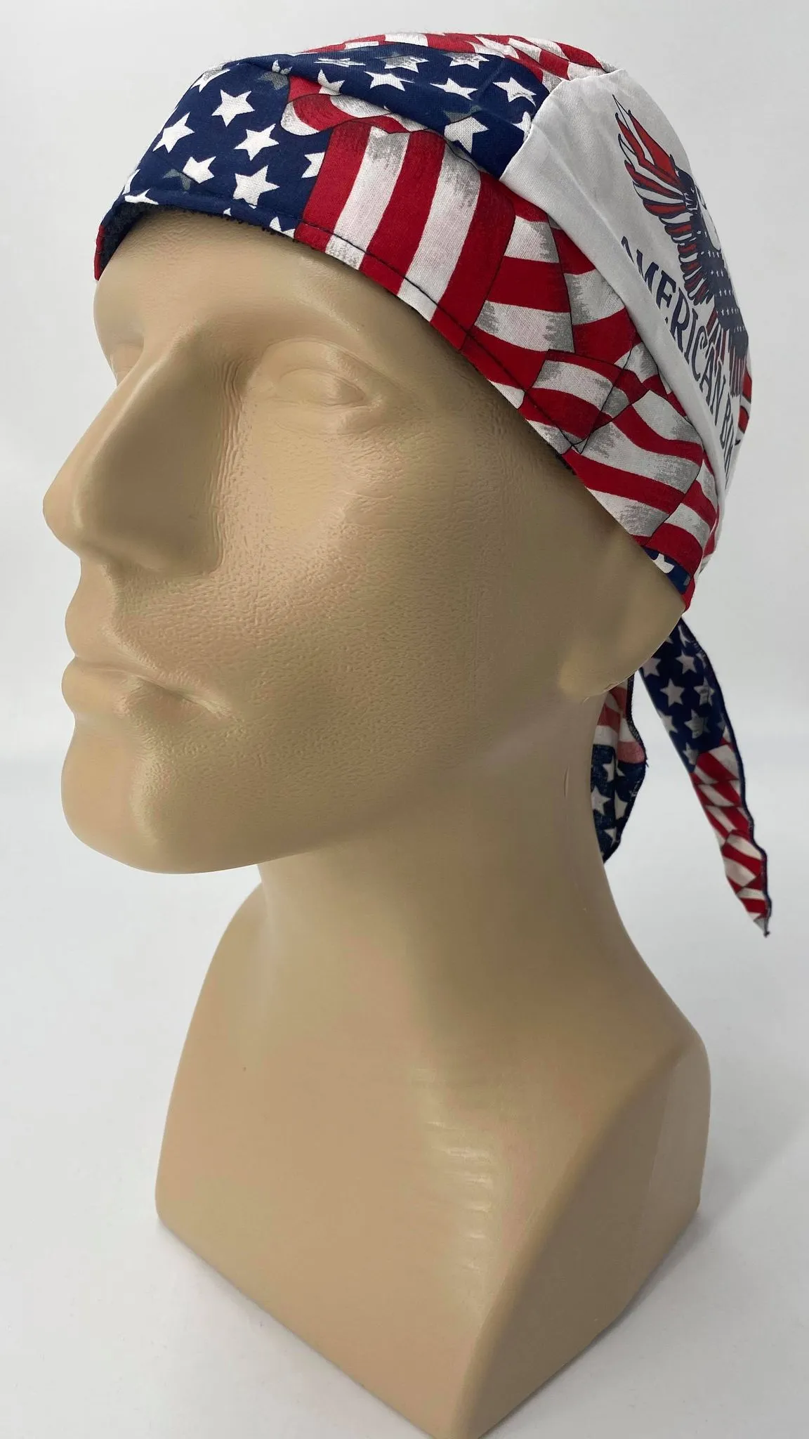 Proud to Be an American Biker Bandana Dorag with Sweatband Doo Rag Made America USA Motorcycle Skull Cap Cotton Helmet Liner
