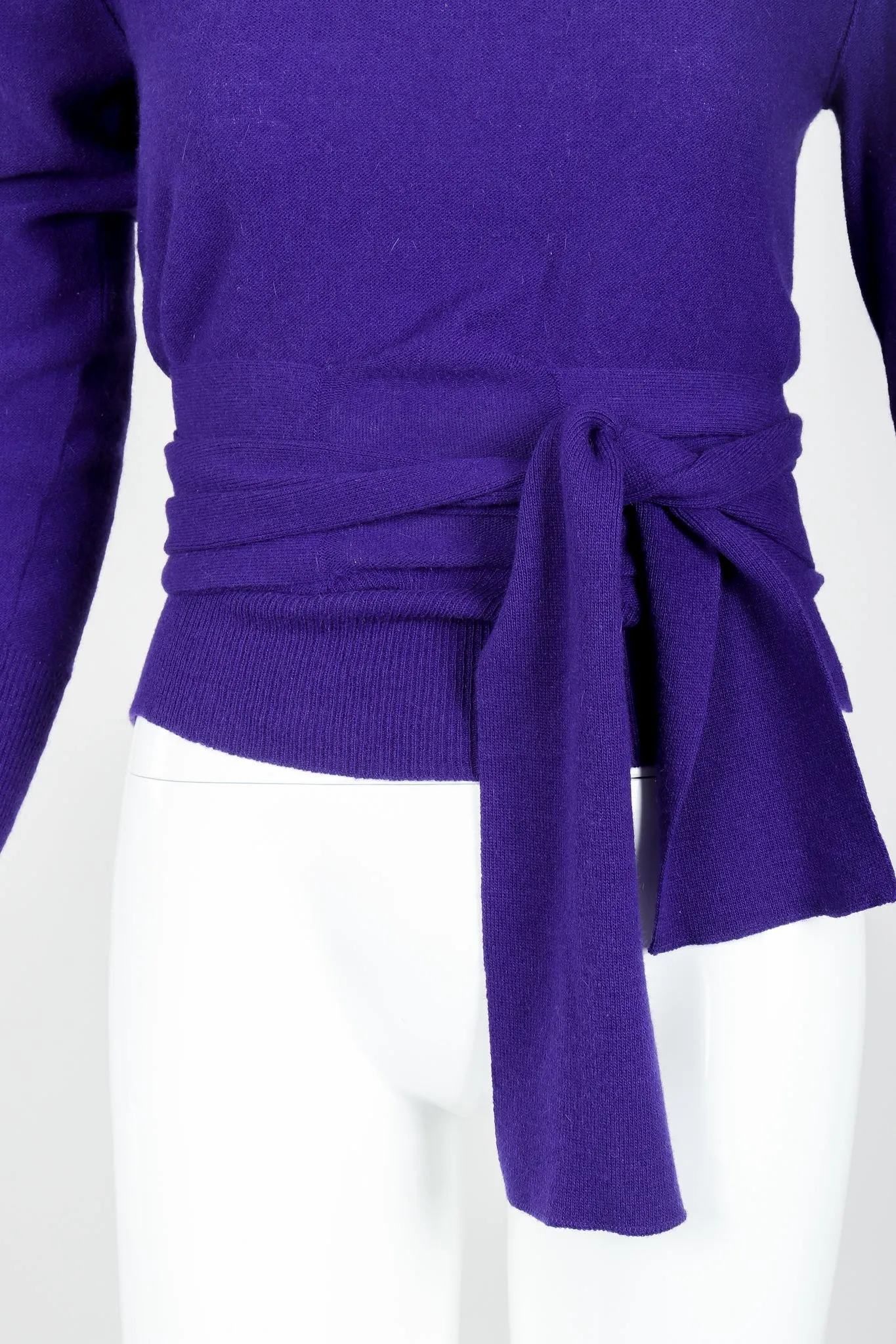 Purple Knit Waist Tie Sweater