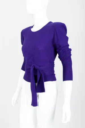 Purple Knit Waist Tie Sweater