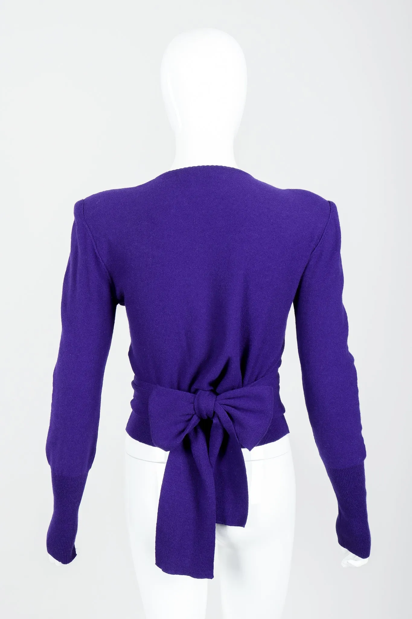 Purple Knit Waist Tie Sweater