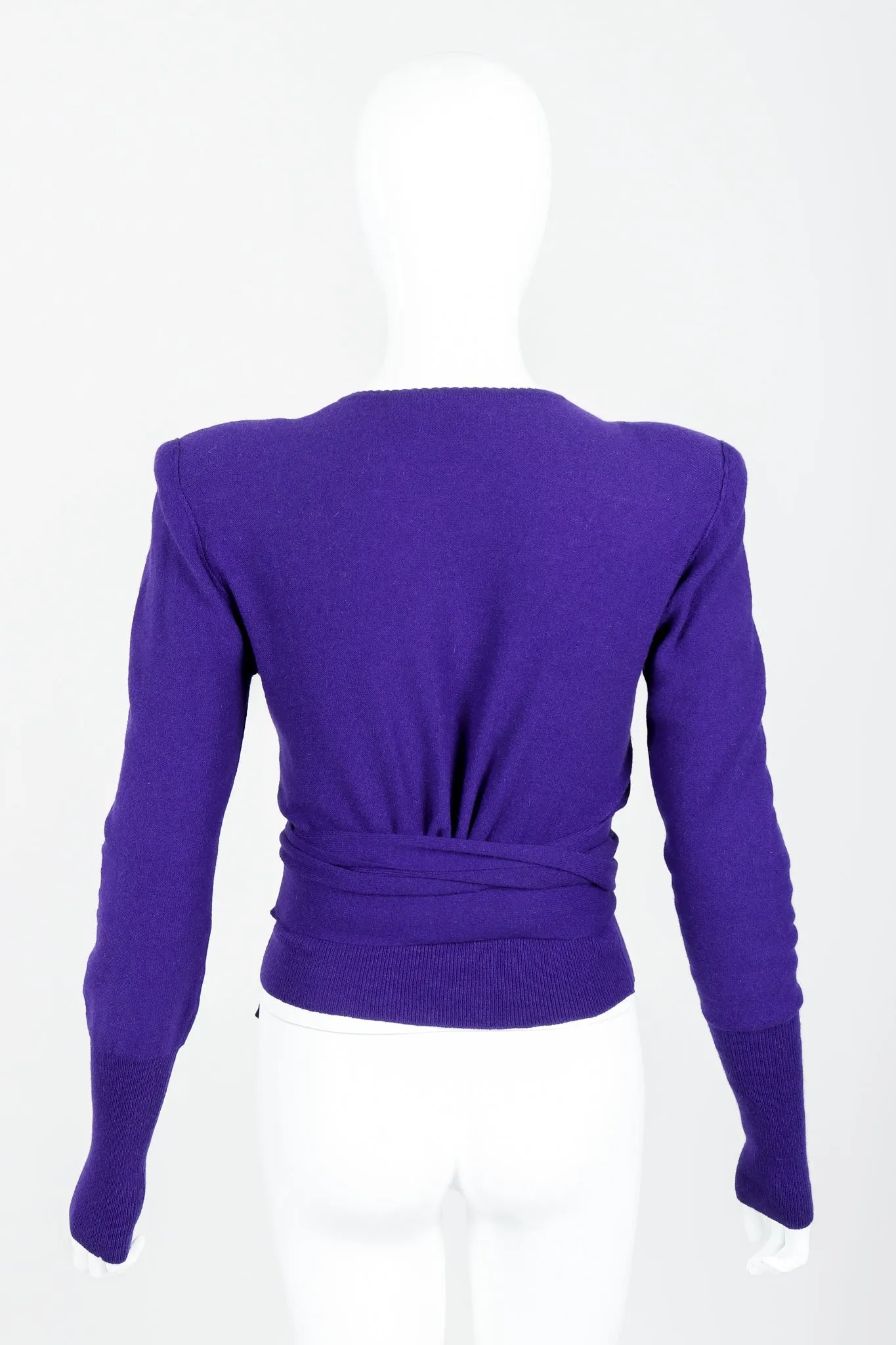 Purple Knit Waist Tie Sweater