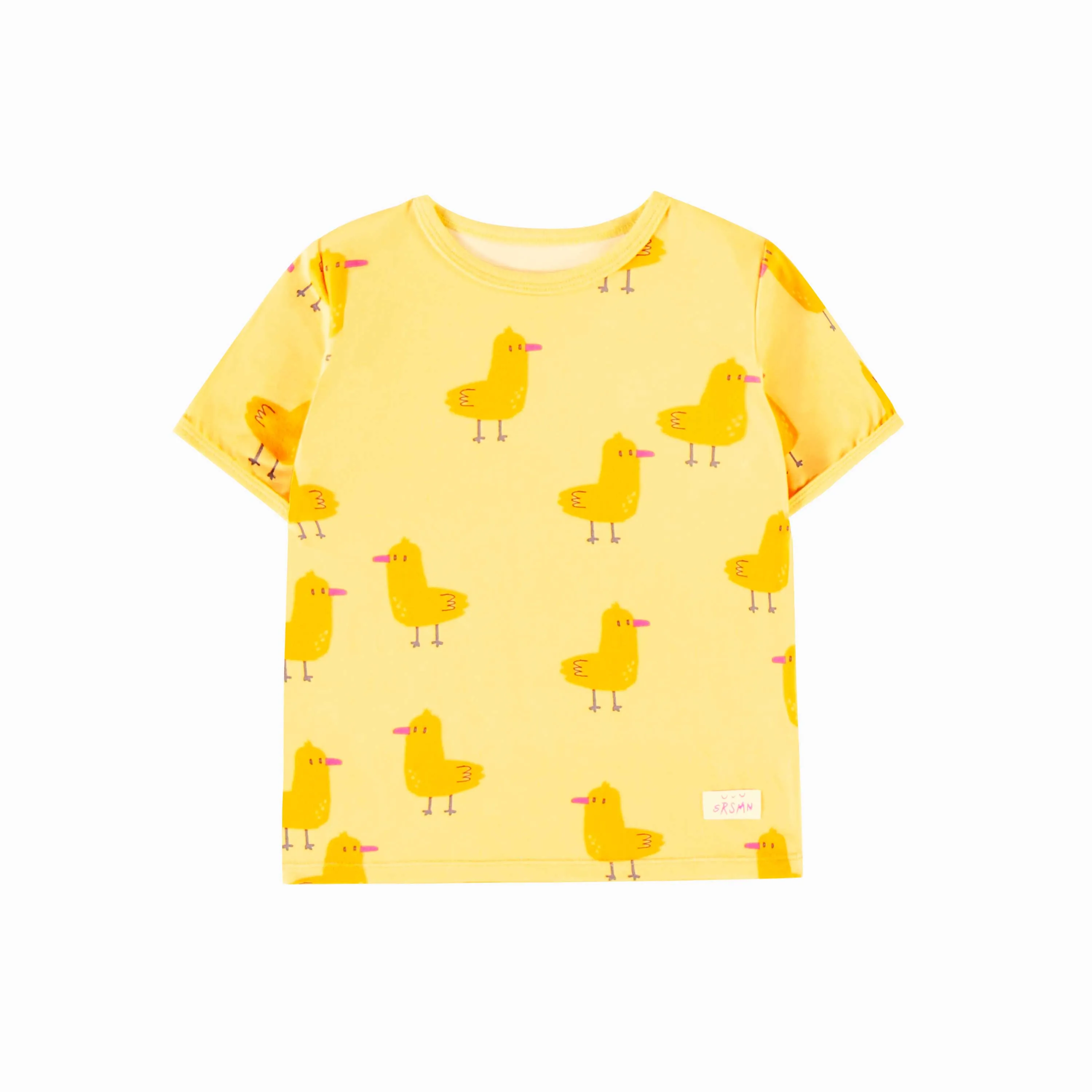 Pyjama deux pièces jaune en jersey extensible à motif de canards, bébé  || Yellow two pieces pyjamas in strech jersey with duck all over print, baby