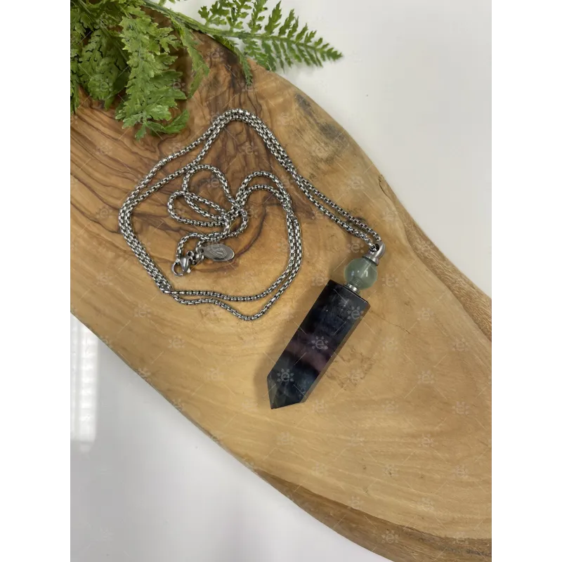 Rainbow Fluorite Gemstone Vial Necklace