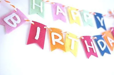 Rainbow Happy Birthday Banner Garland Birthday Cake Topper Party Decoration