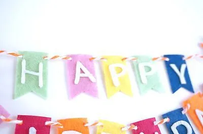 Rainbow Happy Birthday Banner Garland Birthday Cake Topper Party Decoration