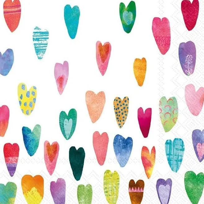 Rainbow Hearts Cocktail Napkins