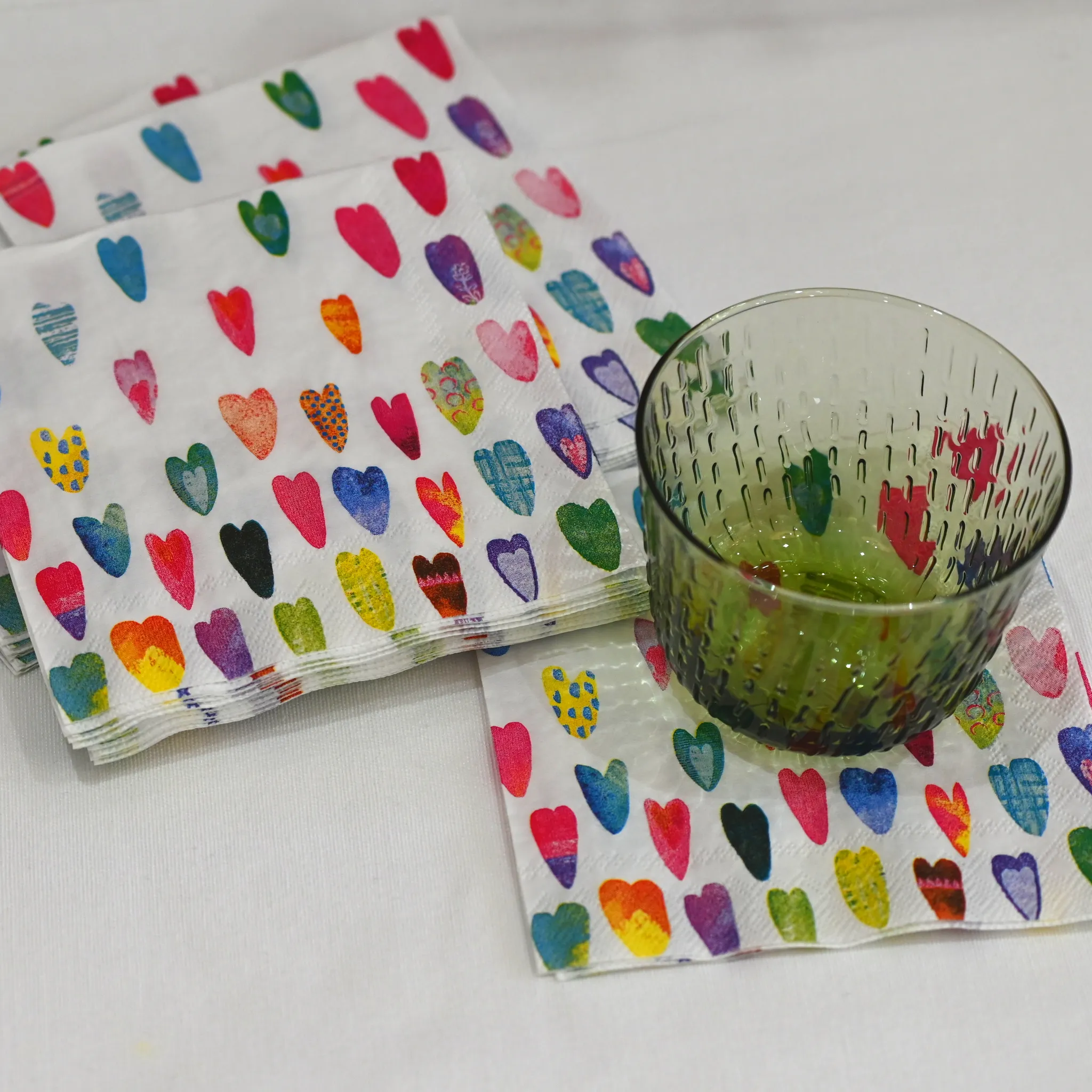 Rainbow Hearts Cocktail Napkins