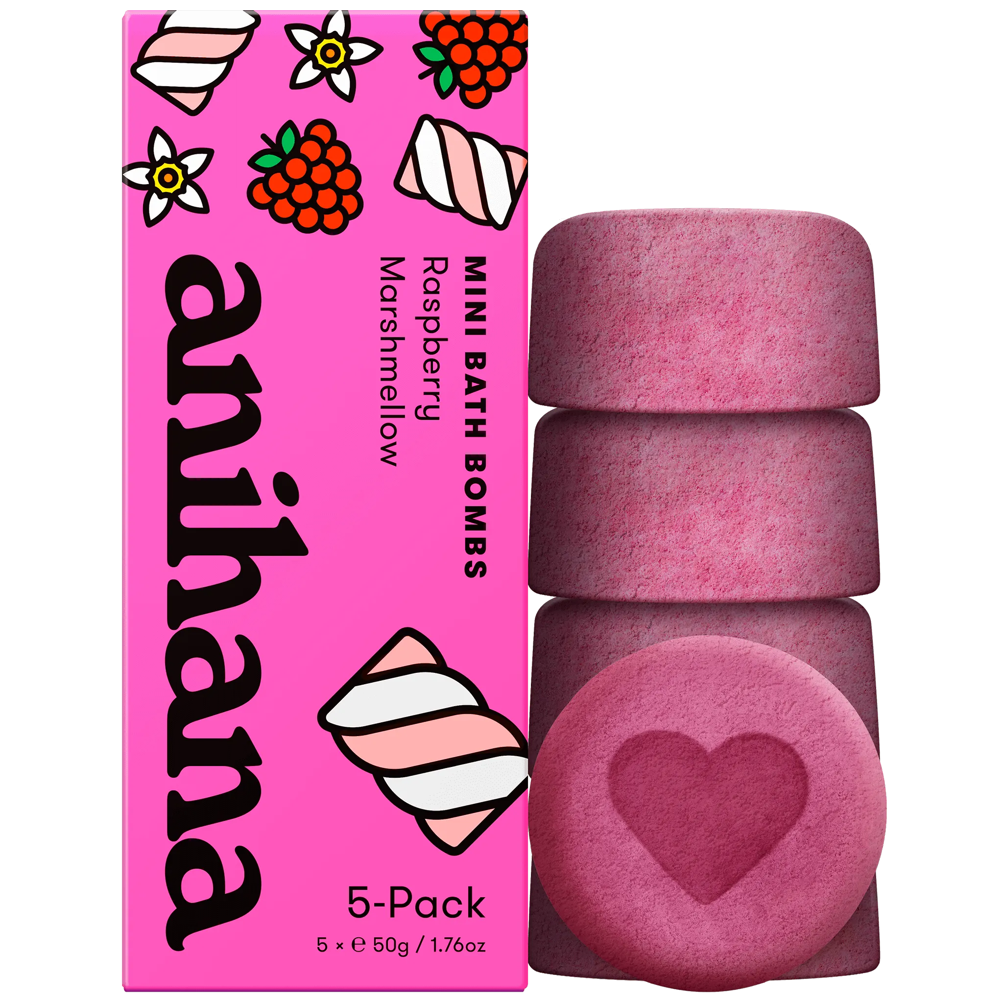 Raspberry Marshmellow Mini Bath Bombs 5-Pack