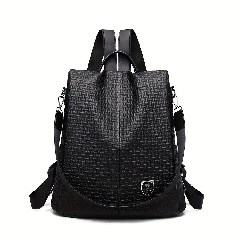 realaiot  Fashion Anti-Theft Backpack Purse, Solid Color Travel Daypack, Women's Casual Convertible School Knapsack