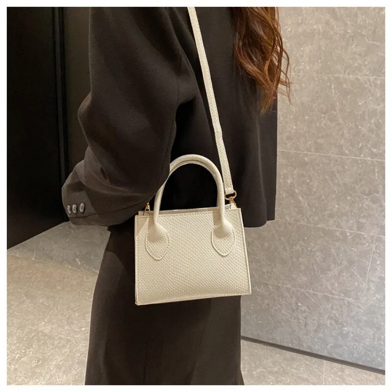 Realaiot Fashion Mini Square Bag New Vintage Handbag Literary Crowds Shoulder Messenger Bag PU Leather Luxury Crossbody Bags