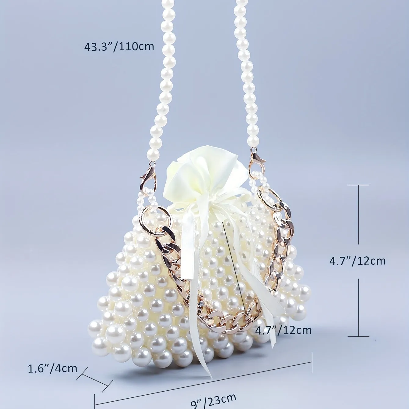 realaiot  Mini Pearl Metal Chain Braided Crossbody Bag, Plastic Textured Lipstick Bag Purse, Elegent Versatile Fashion Handbag
