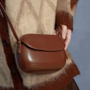 realaiot  Mini Solid Color Saddle Bag, All-Match Crossbody Bag, Women's Textured Shoulder Purse