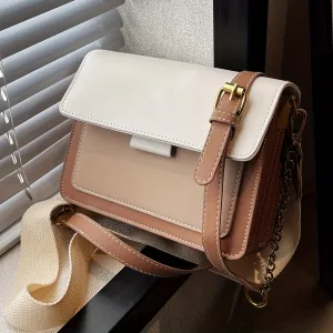 realaiot  Minimalist Colorblock Square Shoulder Bag, Textured Crossbody Bag, All-Match Women's Purse For Work