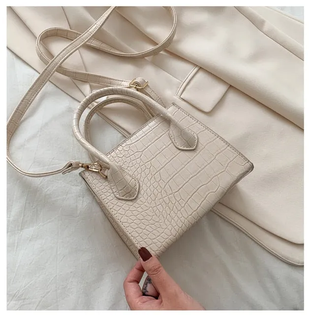 Realaiot Small Crocodile Pattern Solid Color PU Leather Crossbody Bags For Women Summer Lady Shoulder Handbags Female Simple Totes