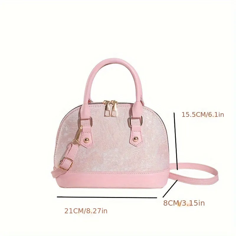 realaiot  Trendy Shell Crossbody Bag, Vintage Textured Pattern Handbag, Perfect Casual Shoulder Bag For Daily Use