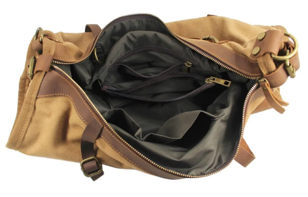 Realaiot Vintage Retro military Canvas   Leather men travel bags luggage bags men weekend Bag Overnight duffle bags tote Leisure M314#