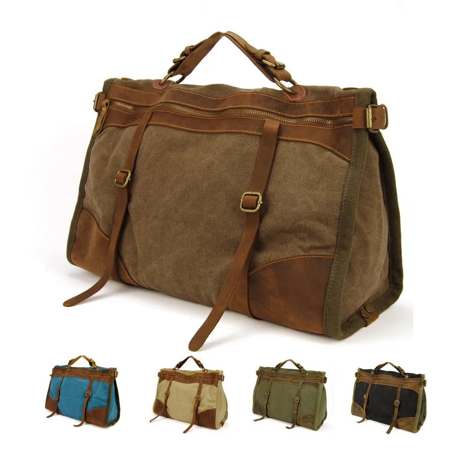 Realaiot Vintage Retro military Canvas   Leather men travel bags luggage bags men weekend Bag Overnight duffle bags tote Leisure M314#
