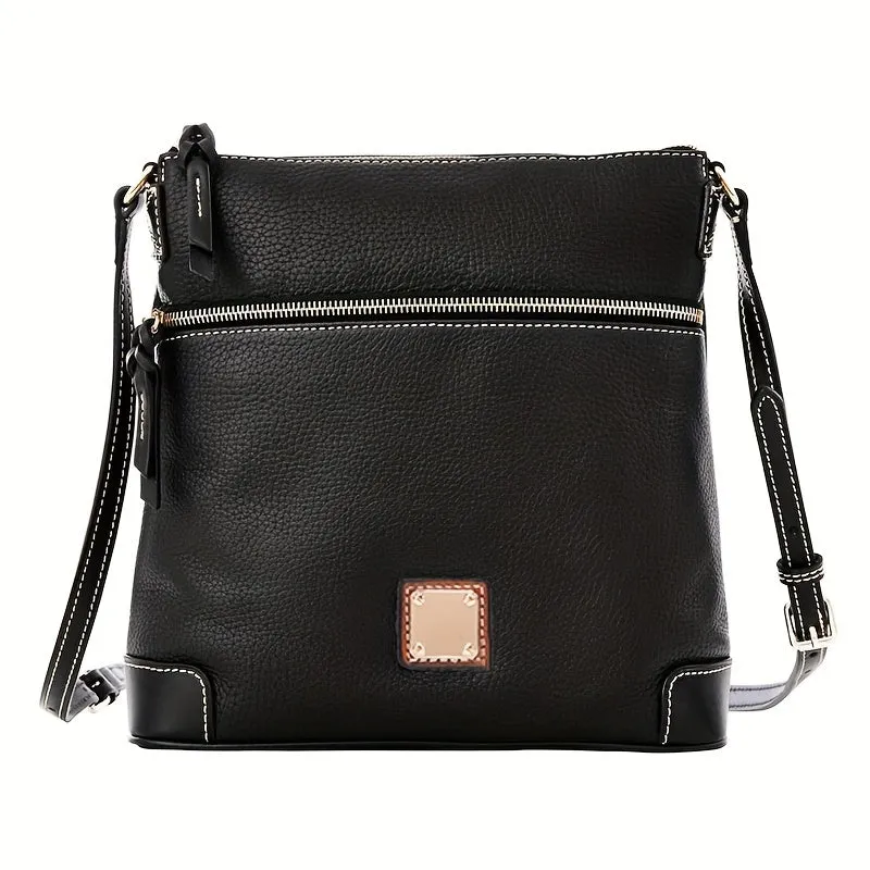 realaiot  Vintage Zipper Crossbody Bag, PU Leather Textured Bag, Classic Fashion Versatile Shoulder Bag