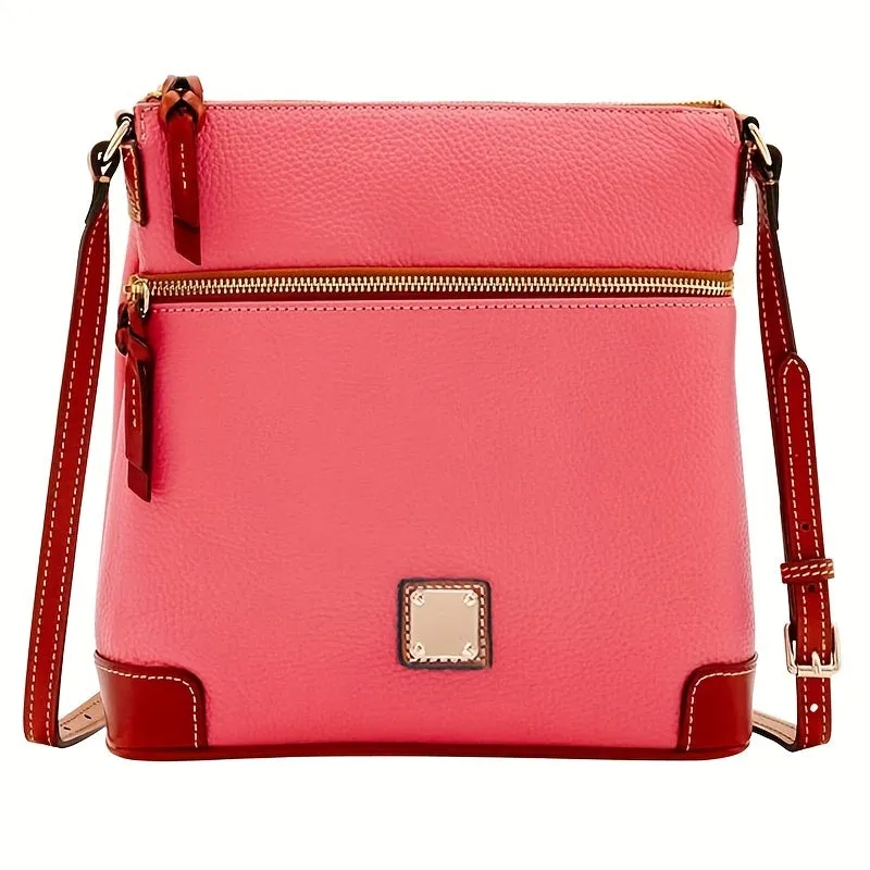realaiot  Vintage Zipper Crossbody Bag, PU Leather Textured Bag, Classic Fashion Versatile Shoulder Bag
