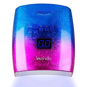 Rechargeable 48W U V /LED Nail lamp with Metal Bottom, Lavinda Cordless Wireless Nail Dryer with Smart Sensor, Large Space LED Nail Curing Light for Acrylic and Gel Polish Unique Crystal Craftwork