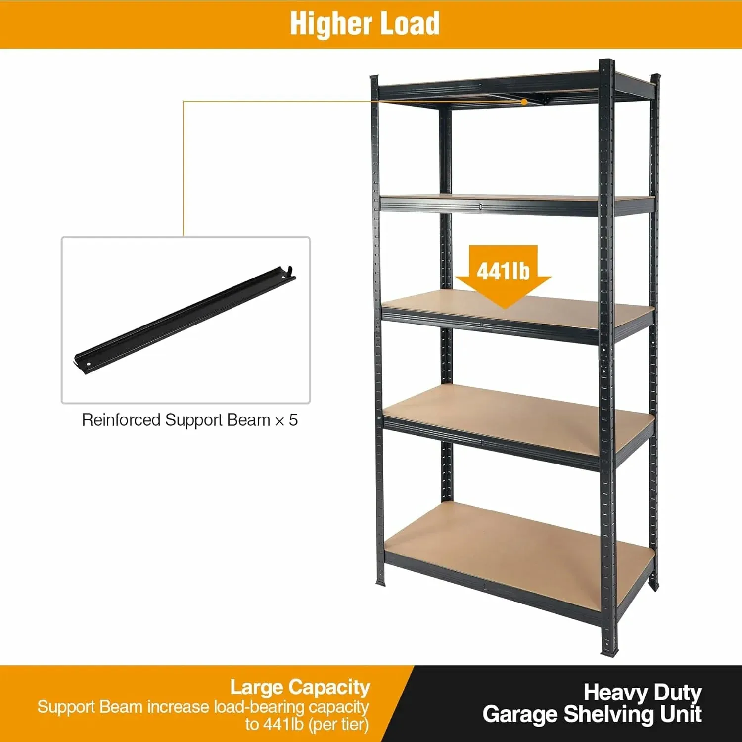 REDCAMP 5 Tier Adjustable Garage Shelving Unit