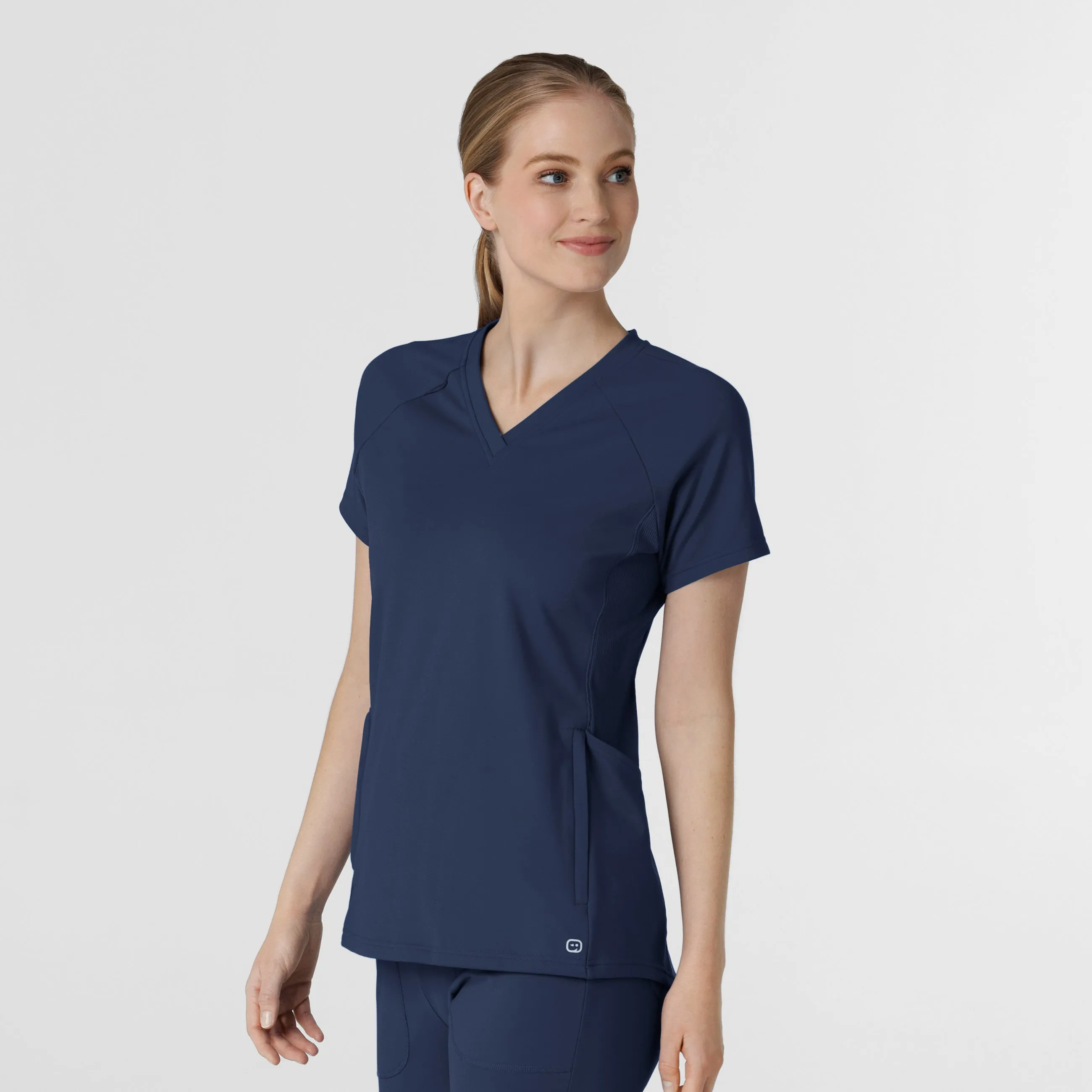 RENEW 6259 Knit Flex-n-Reach V-Neck Raglan Scrub Top Navy