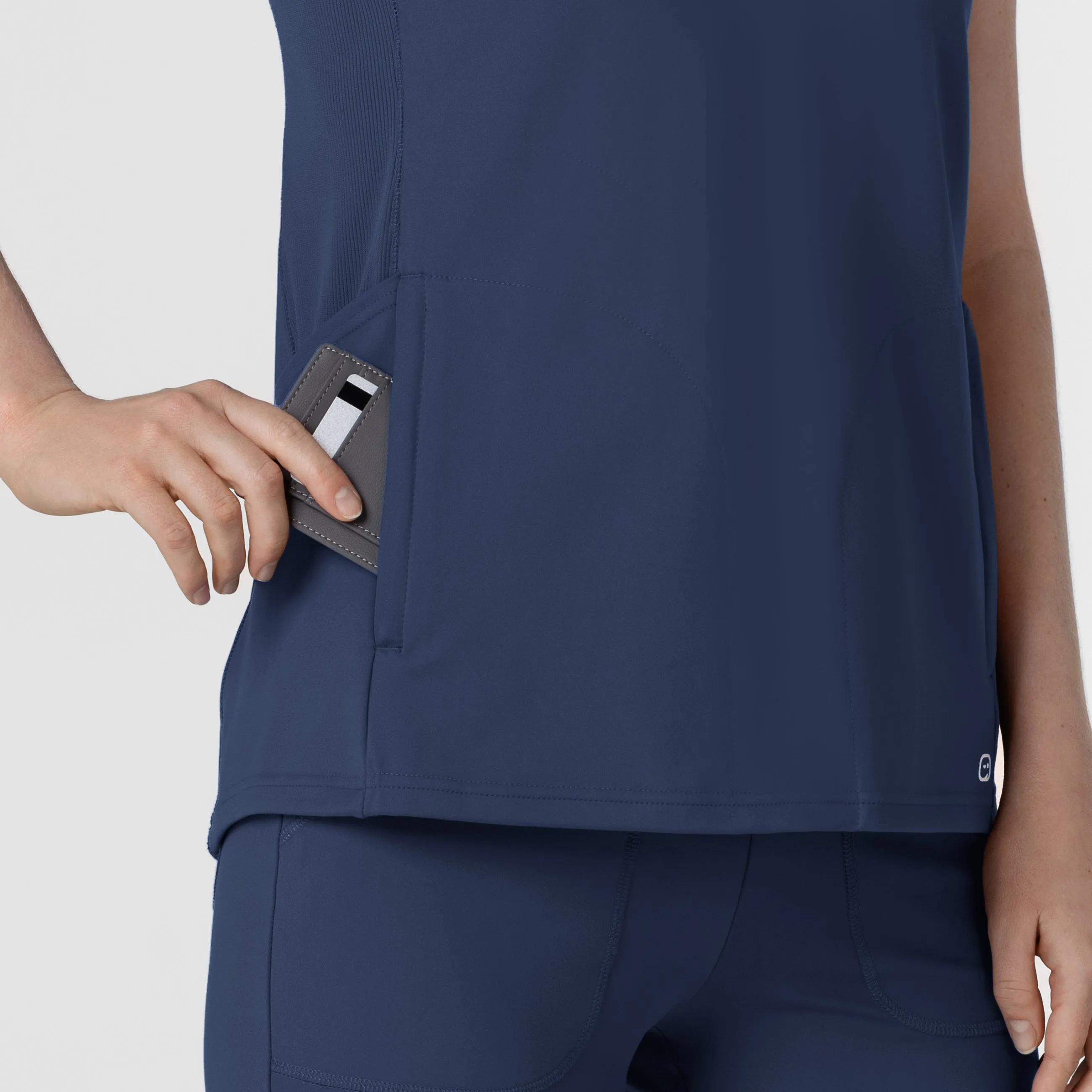 RENEW 6259 Knit Flex-n-Reach V-Neck Raglan Scrub Top Navy