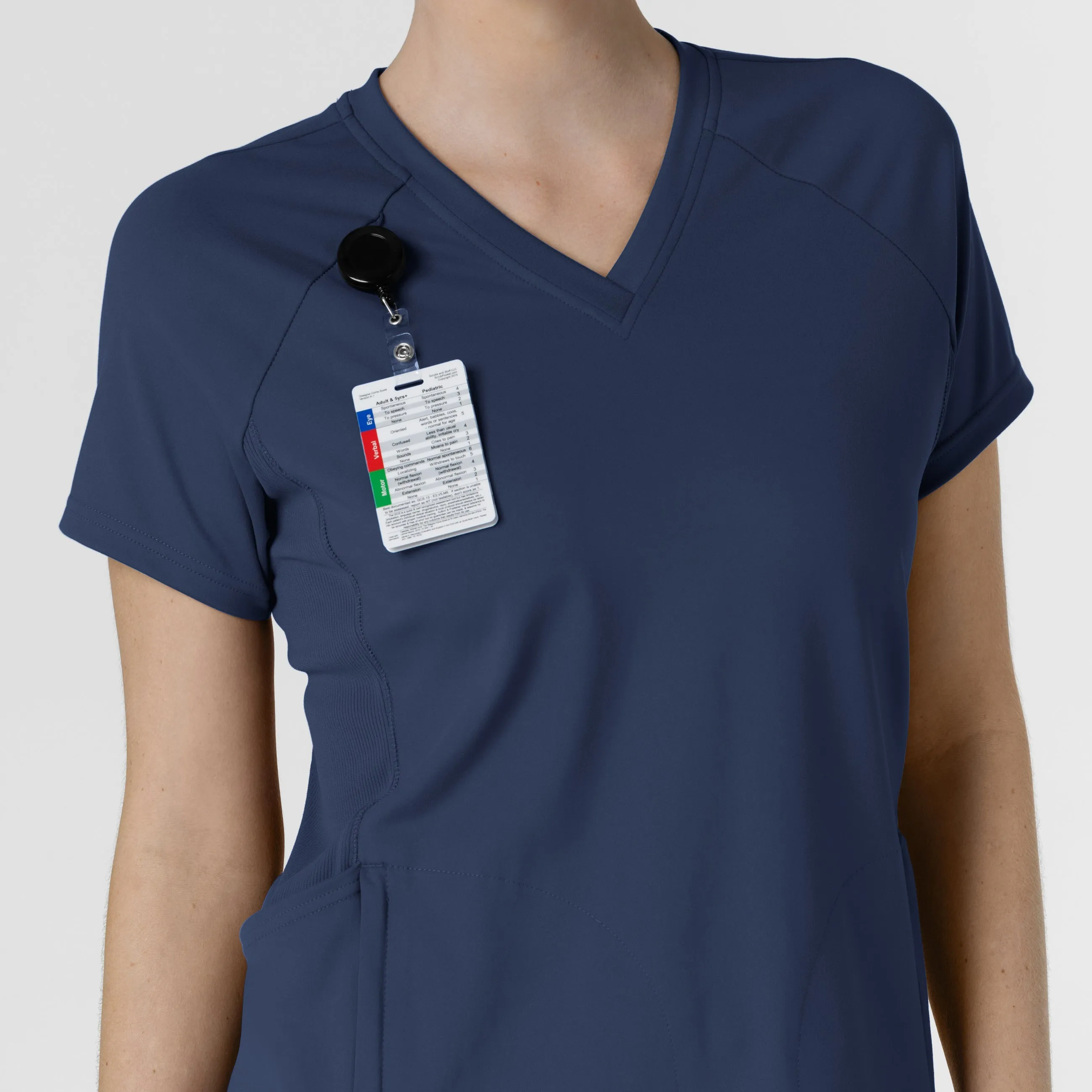 RENEW 6259 Knit Flex-n-Reach V-Neck Raglan Scrub Top Navy