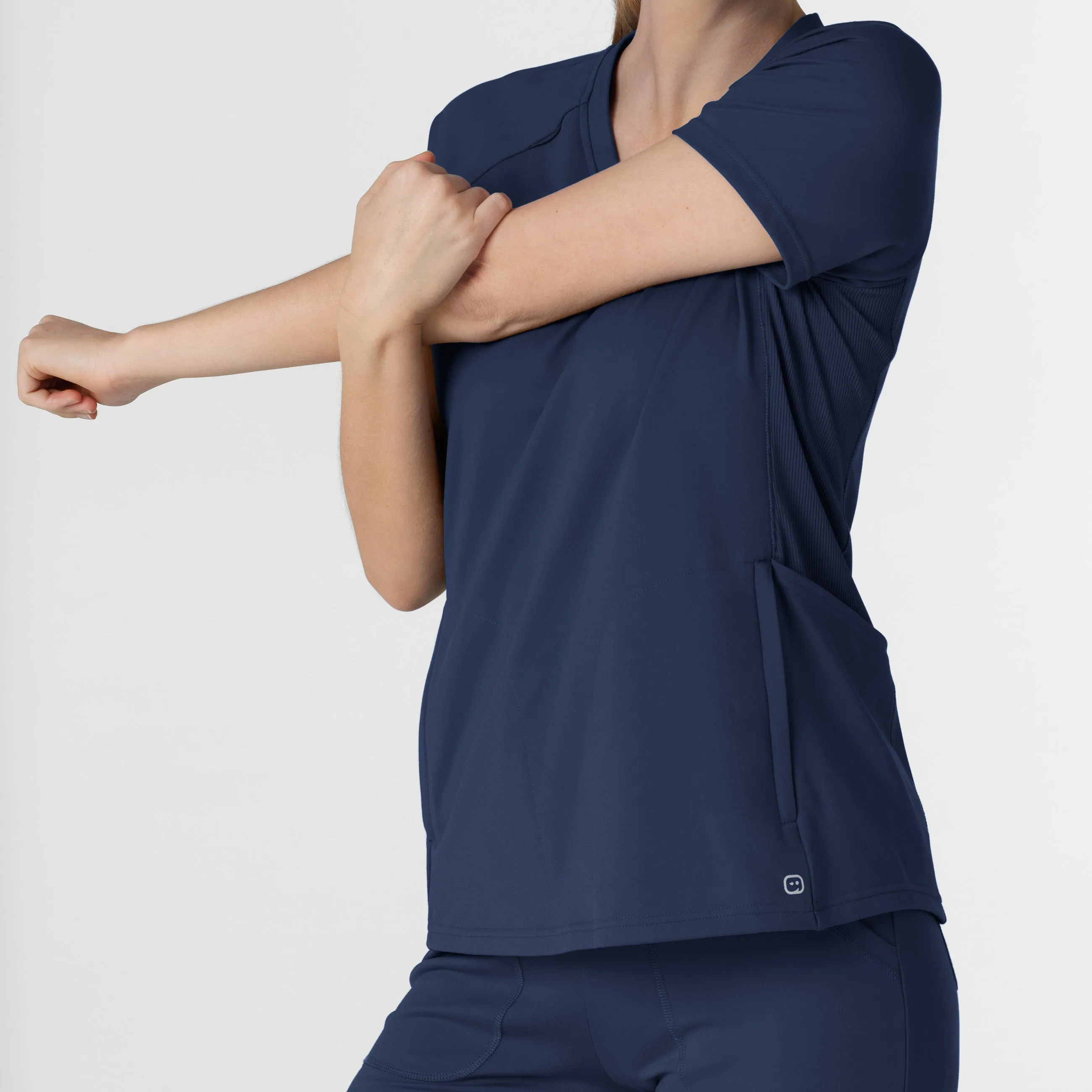 RENEW 6259 Knit Flex-n-Reach V-Neck Raglan Scrub Top Navy