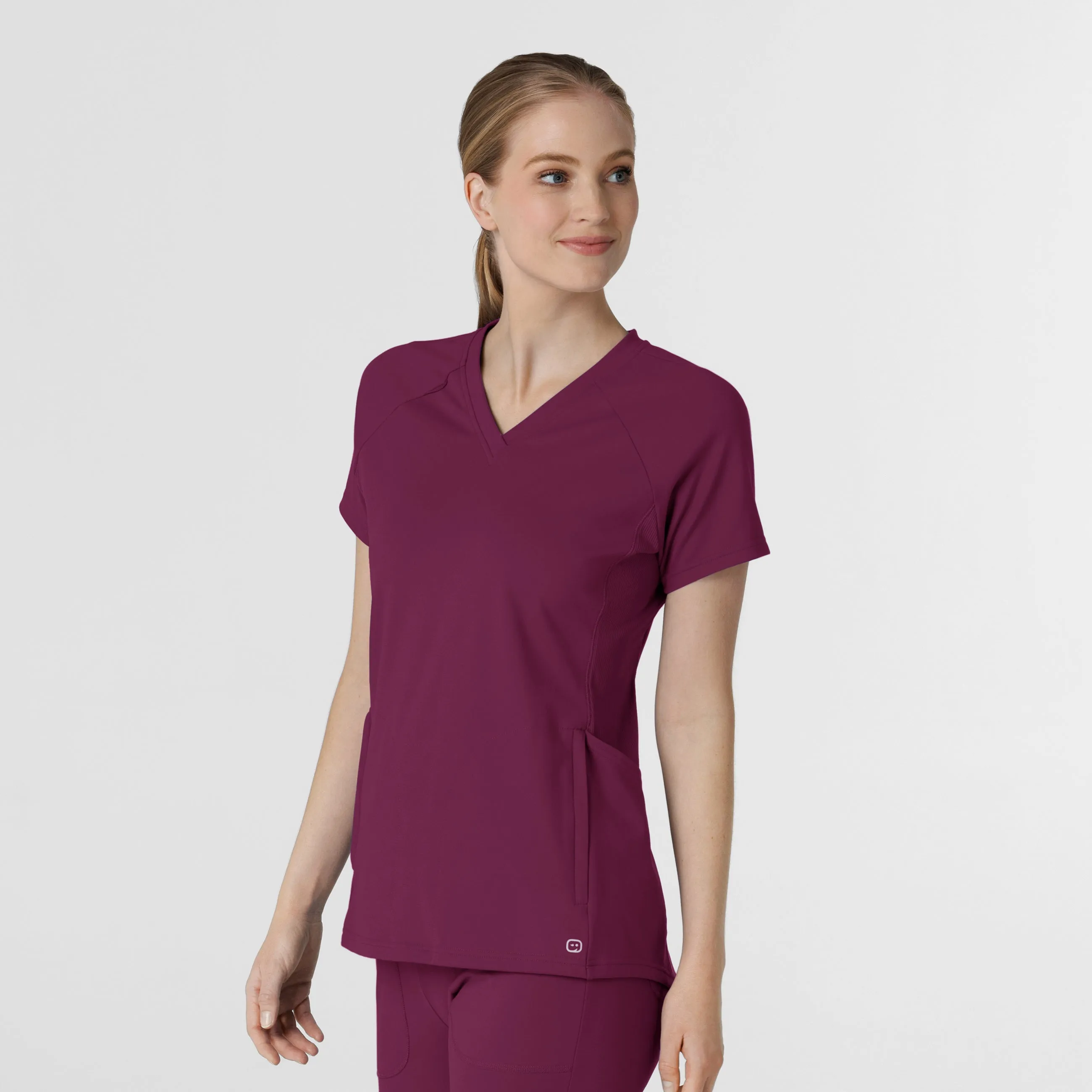 RENEW 6259 Knit Flex-n-Reach V-Neck Raglan Scrub Top Wine