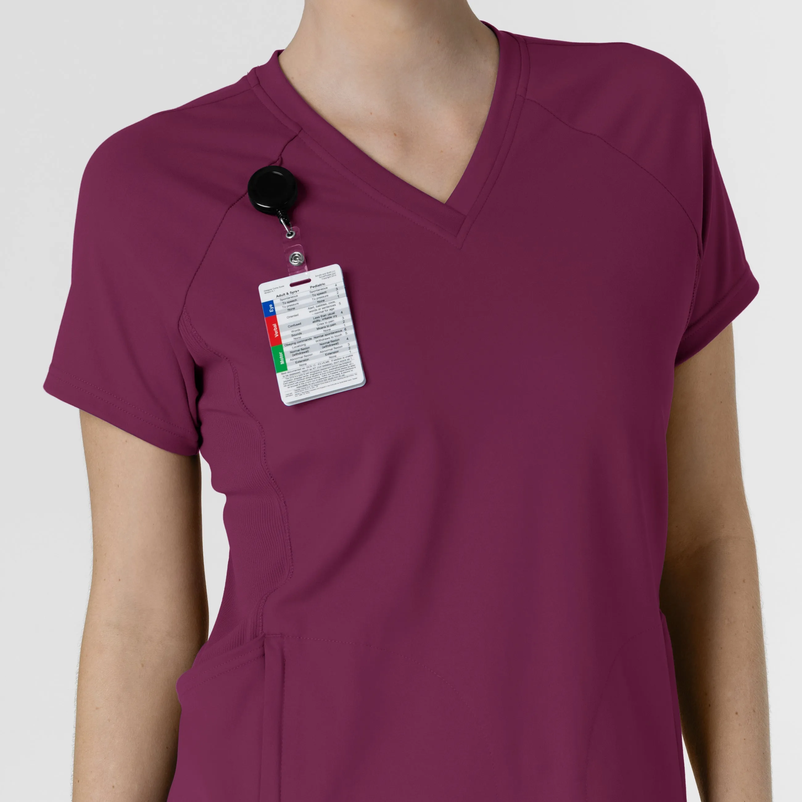 RENEW 6259 Knit Flex-n-Reach V-Neck Raglan Scrub Top Wine