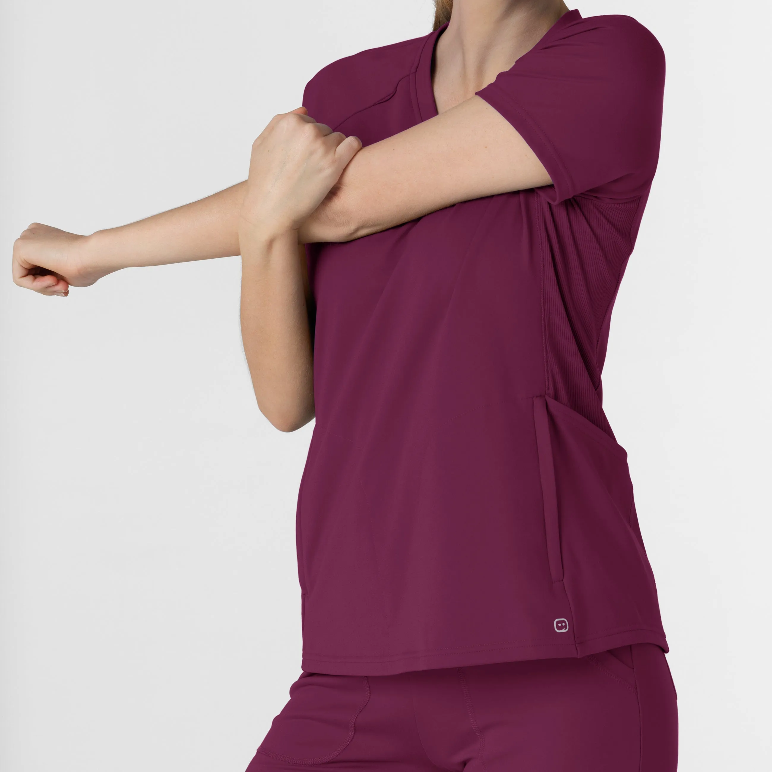 RENEW 6259 Knit Flex-n-Reach V-Neck Raglan Scrub Top Wine