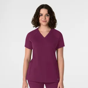 RENEW 6259 Knit Flex-n-Reach V-Neck Raglan Scrub Top Wine