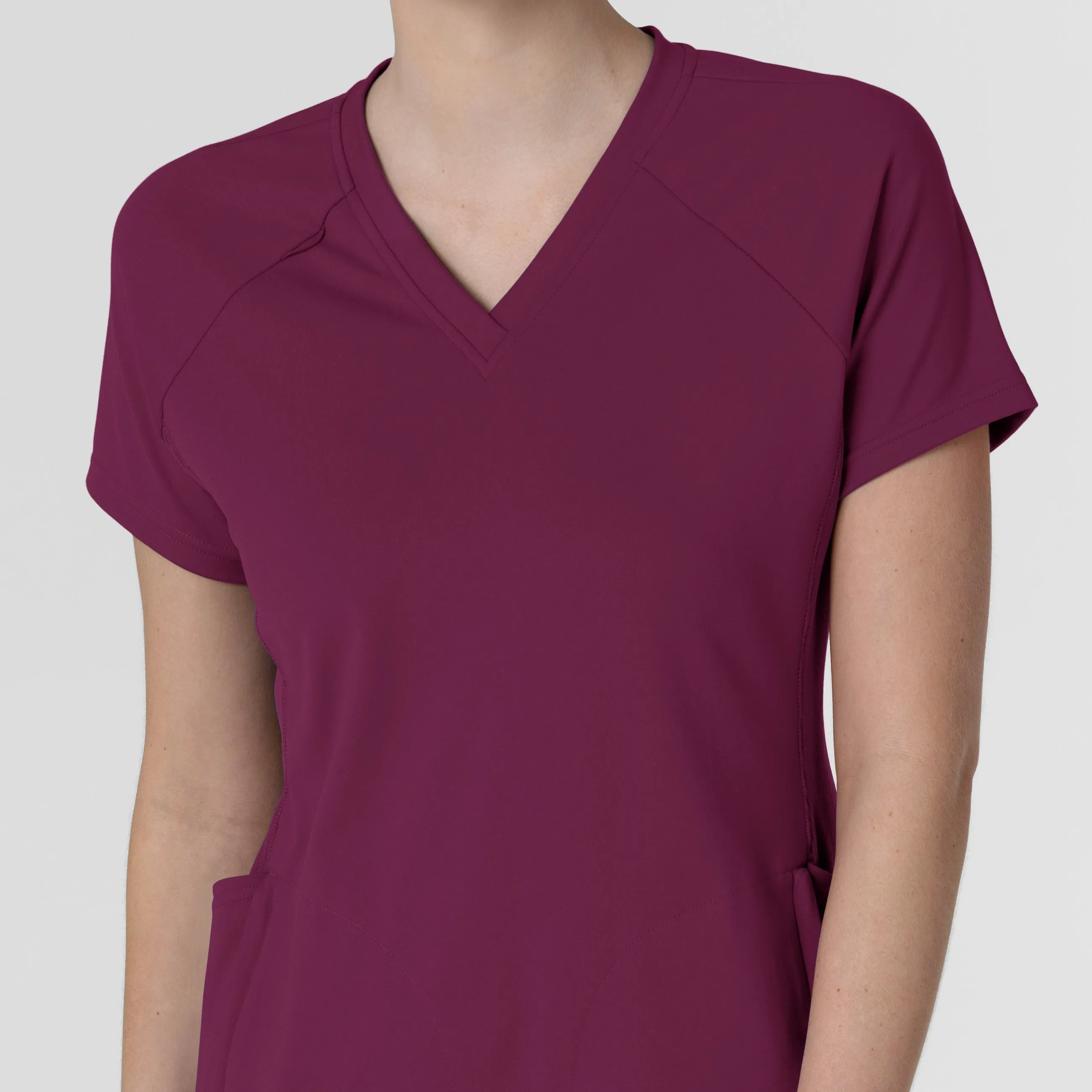 RENEW 6259 Knit Flex-n-Reach V-Neck Raglan Scrub Top Wine