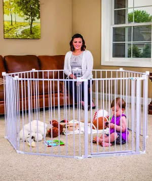 Retails $180 New in box! Regalo 192-Inch Super Wide 4 in 1 Gate and Play Yard, White! Can convert from a super wide gate to an 8-panel play yard