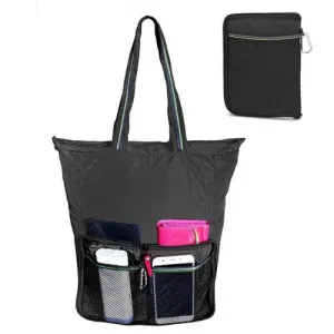 Reusable Grocery Bag with Top Zipper Closure Grey