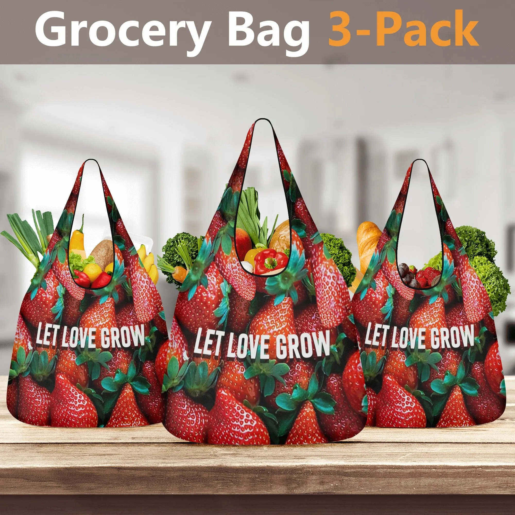 Reusable Produce Sacks 3 Pack: Strawberry