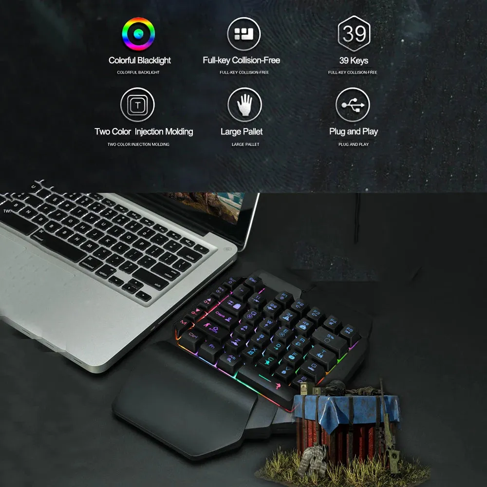 RGB Backlit 39-Key Mechanical Gaming Keyboard with Wired Mouse