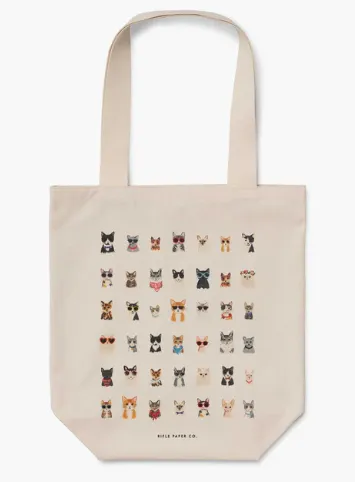 Rifle Paper Cool Cats Canvas Tote Bag