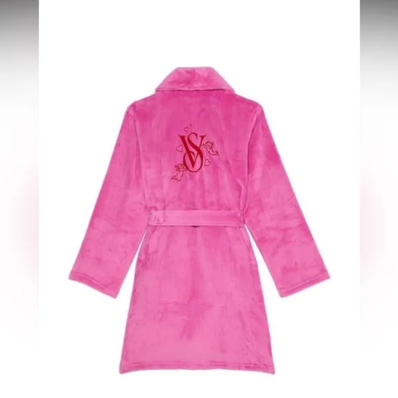 Robe Victoria’s Secret sexy cozy soft short robe size XS/S plush  pink peony✨🩷