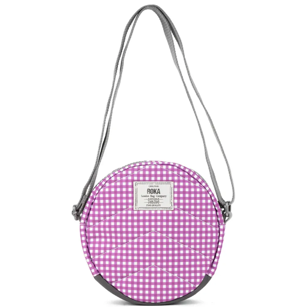 Roka Paddington B Recycled Canvas Purple Gingham Bag