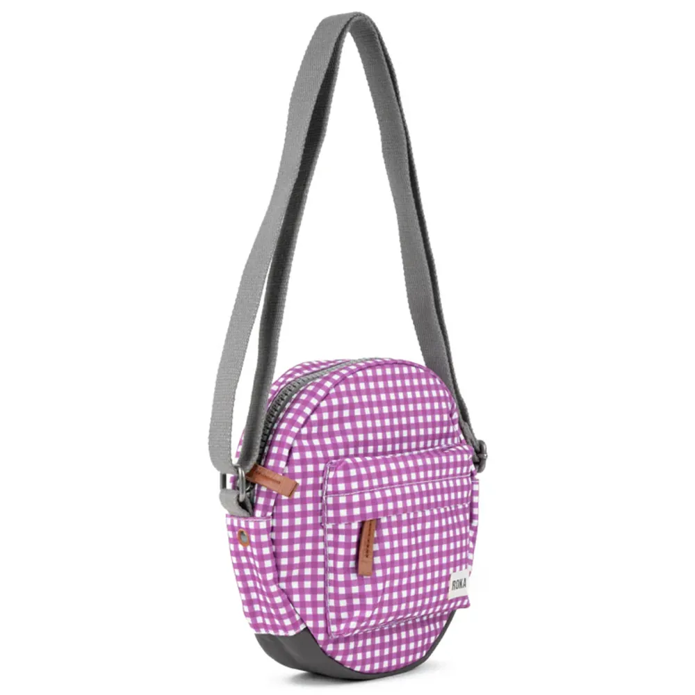 Roka Paddington B Recycled Canvas Purple Gingham Bag