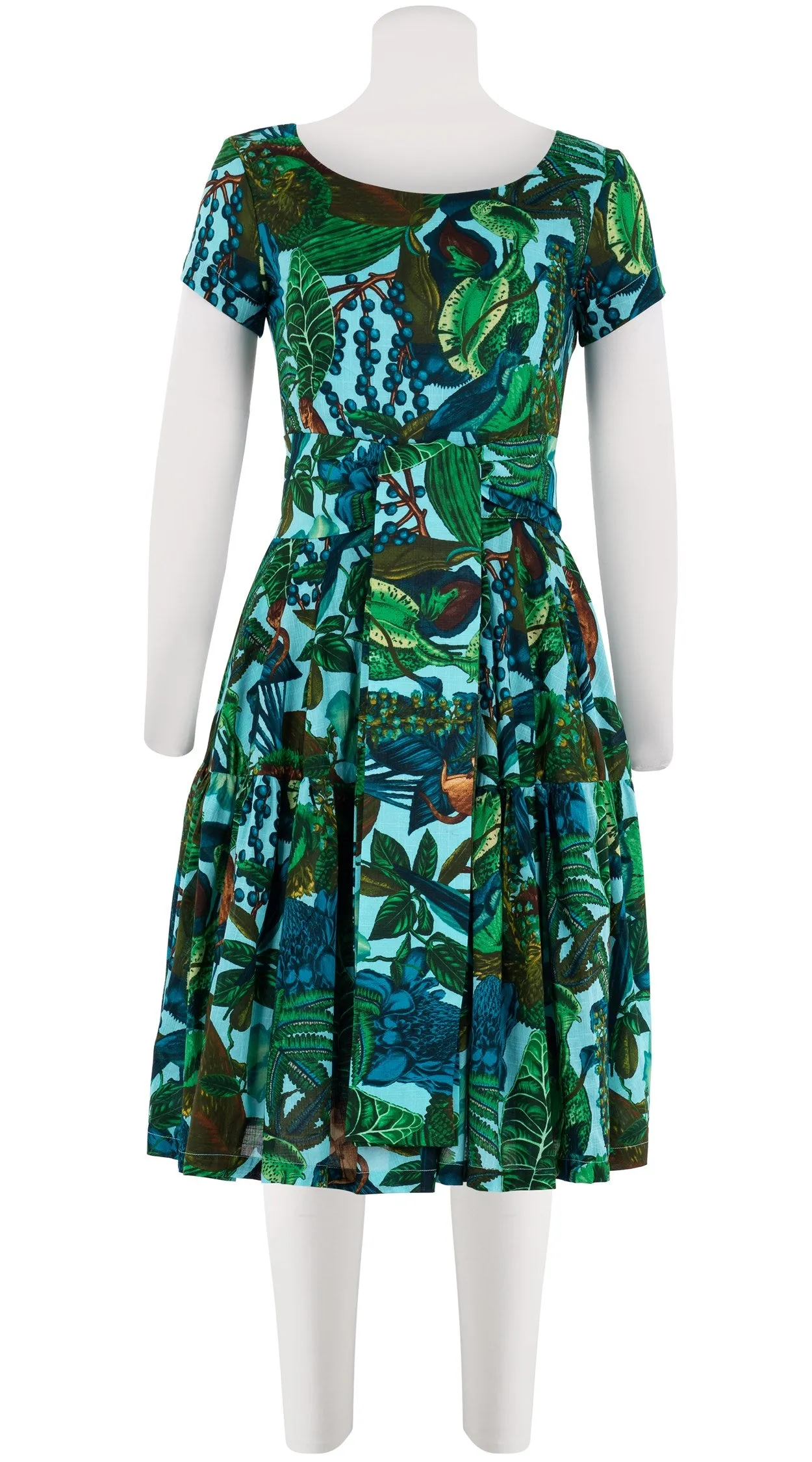 Rose Dress Boat Neck Short Sleeve Cotton Musola (Dreamy Jungle)