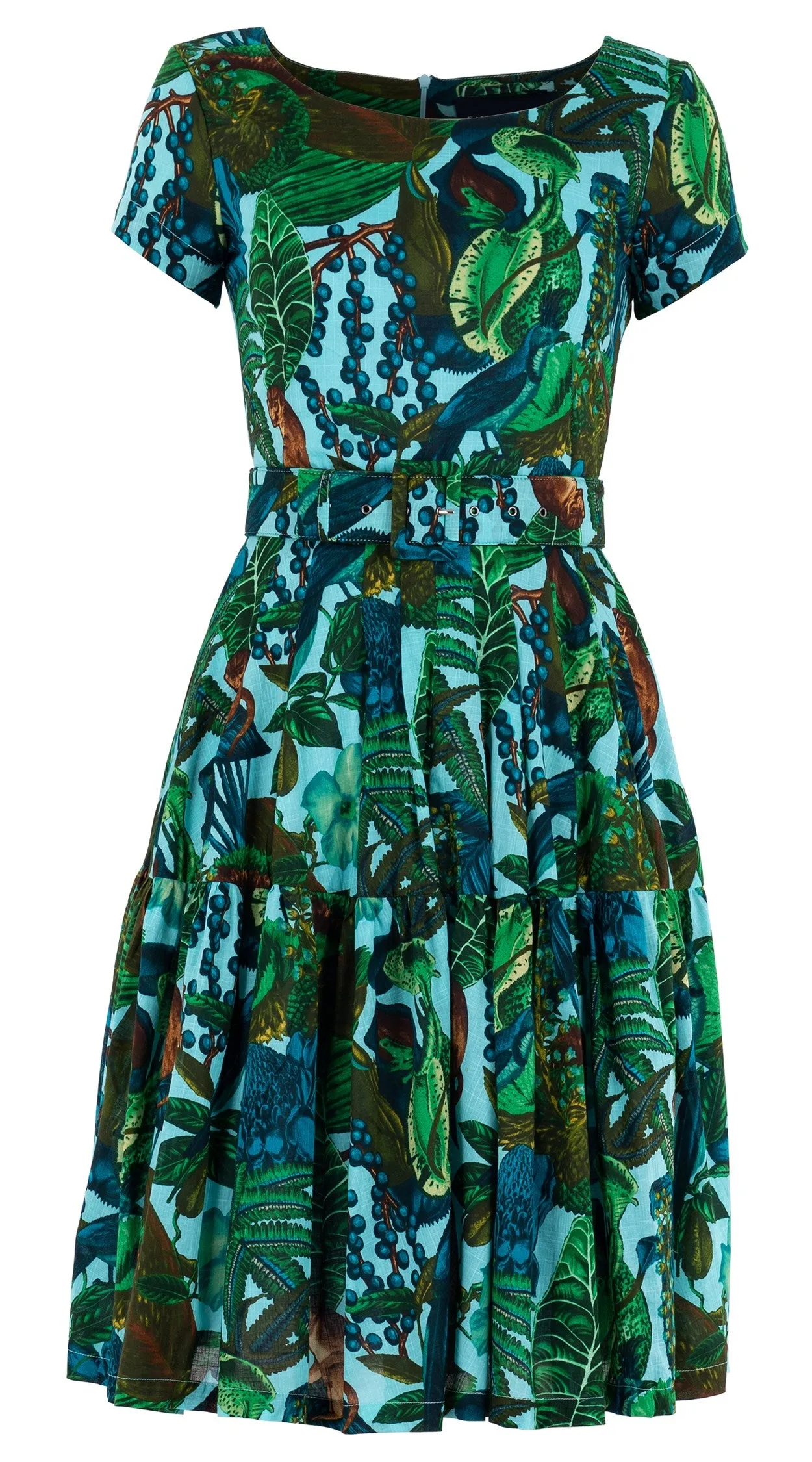 Rose Dress Boat Neck Short Sleeve Cotton Musola (Dreamy Jungle)