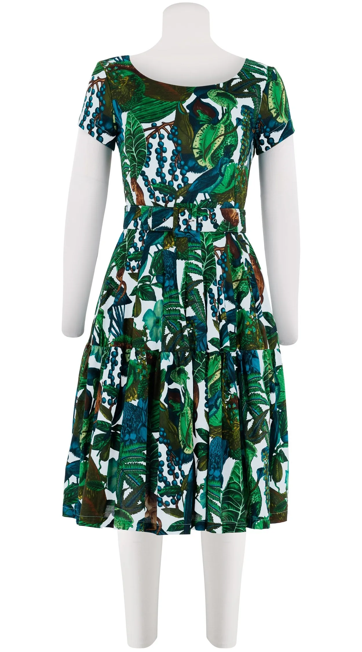 Rose Dress Boat Neck Short Sleeve Cotton Musola (Dreamy Jungle)