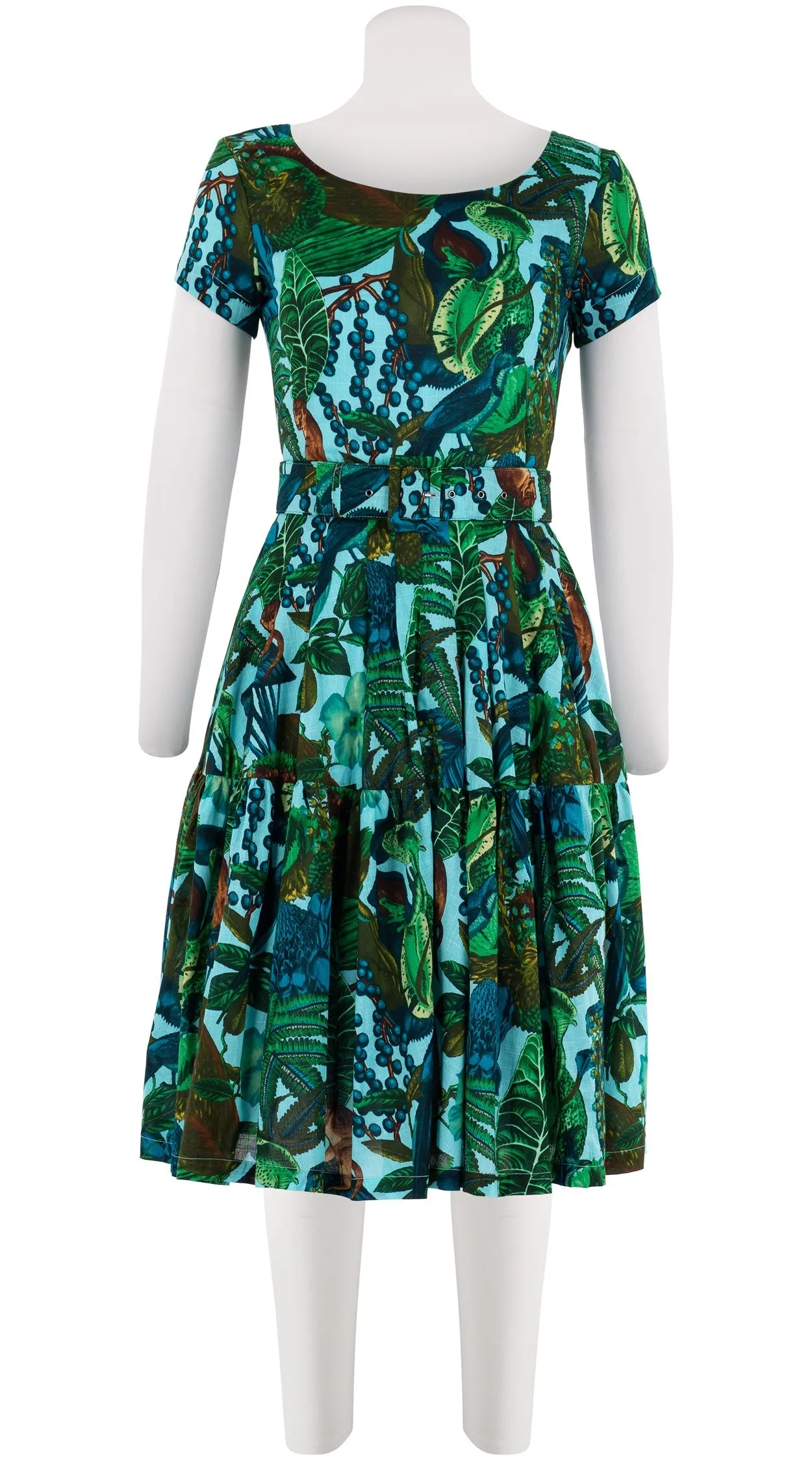 Rose Dress Boat Neck Short Sleeve Cotton Musola (Dreamy Jungle)