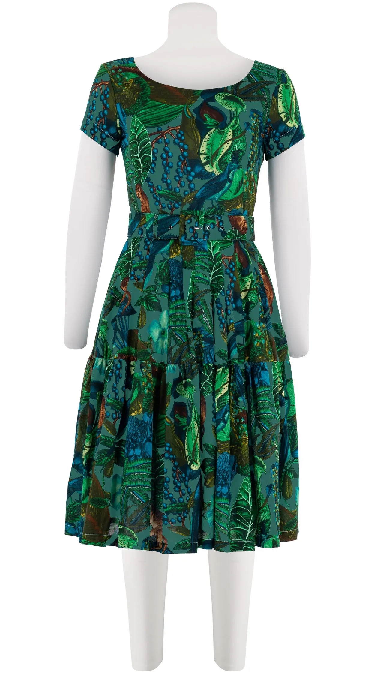 Rose Dress Boat Neck Short Sleeve Cotton Musola (Dreamy Jungle)